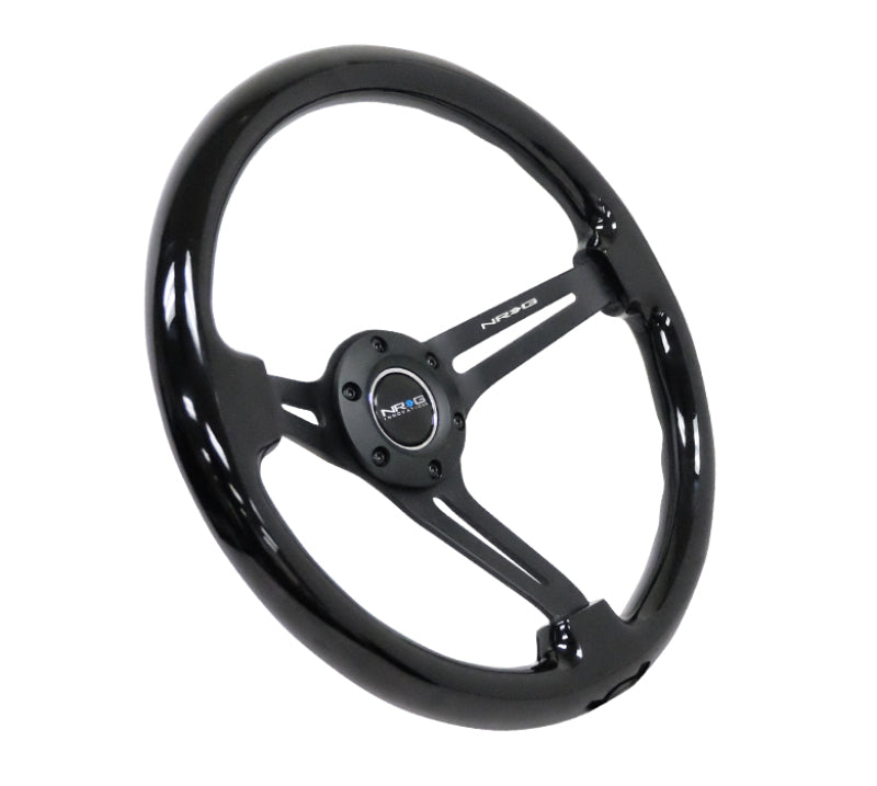 NRG Reinforced Steering Wheel (350mm / 3in. Deep) Blk Wood w/Blk Matte Spoke/Black Center Mark - Racecraft Industries