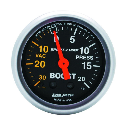 Autometer Sport-Comp 52mm 20 PSI Mechanical Boost Gauge - Racecraft Industries