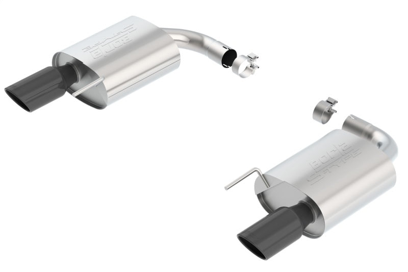 Borla S-Type Rear Section 15-17 Ford Mustang GT 5.0L V8 MT/AT 2.5in pipe 4in tip (Black Chrome) - Racecraft Industries
