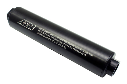 AEM Universal High Flow -10 AN Inline Black Fuel Filter - Racecraft Industries