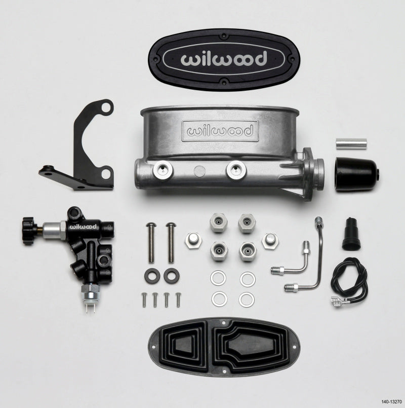 Wilwood HV Tandem M/C Kit w L/H Bracket & Prop Valve - 1 1/8in Bore - Racecraft Industries