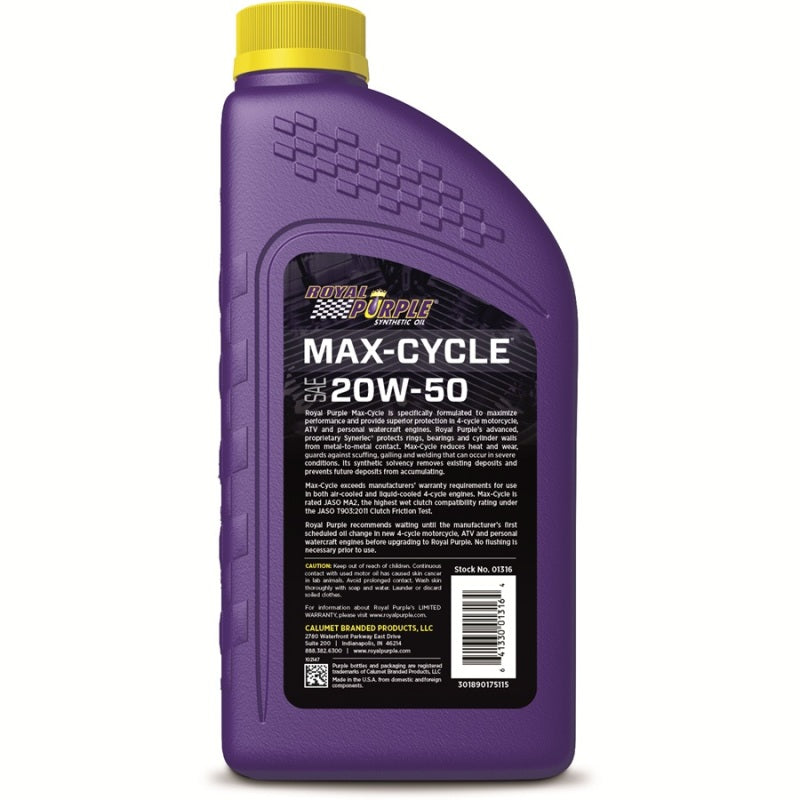 Royal Purple Max-Cycle Synthetic 20W-50 Motorcycle Oil - 1 Quart - Racecraft Industries