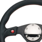 NRG Reinforced Steering Wheel (320mm) Blk Leather w/Dual Buttons - Racecraft Industries