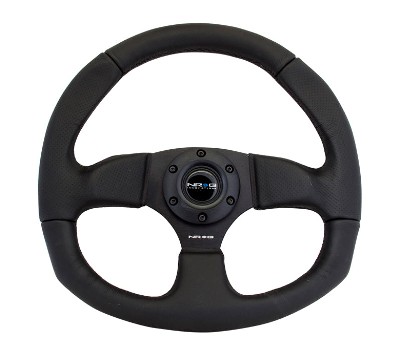 NRG Reinforced Steering Wheel (320mm Horizontal / 330mm Vertical) Leather w/Black Stitching - Racecraft Industries