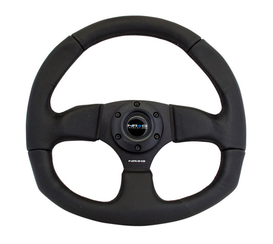 NRG Reinforced Steering Wheel (320mm Horizontal / 330mm Vertical) Leather w/Black Stitching - Racecraft Industries
