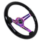 NRG Reinforced Steering Wheel (350mm / 3in. Deep) Blk Wood w/Blk Matte Spoke/Neochrome Center Mark - Racecraft Industries