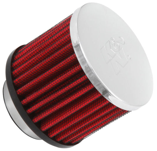 K&N 1.5in Flange ID x 3in OD x 2.5in H Chrome Finish Rubber Base Crankcase Vent Filter - Racecraft Industries