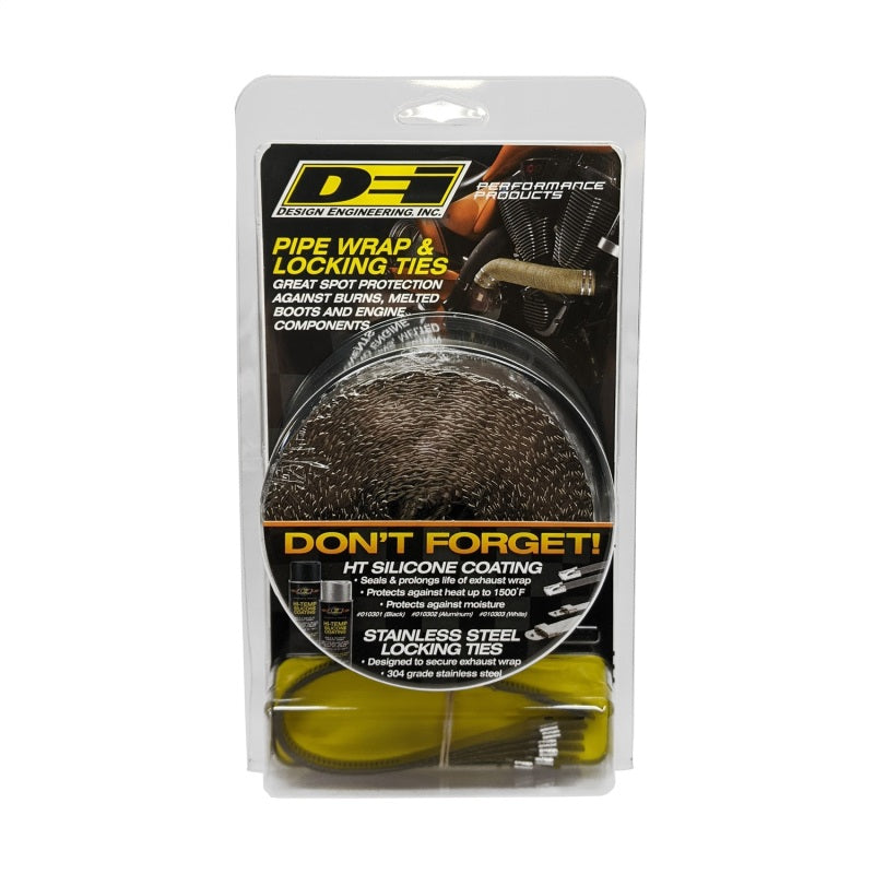DEI Exhaust Wrap Kit - Pipe Wrap and Locking Tie - Titanium - Racecraft Industries