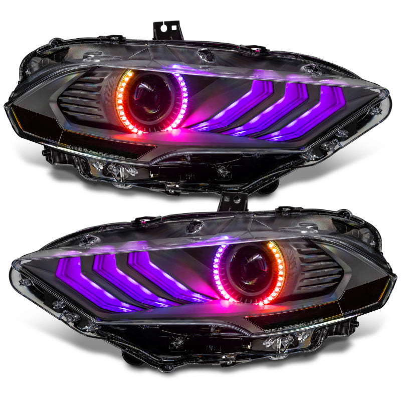 Oracle Lighting 18-23 Ford Mustang Dynamic ColorSHIFT LED Headlights - Black Series SEE WARRANTY - Racecraft Industries