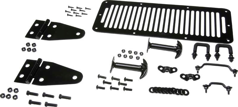 Kentrol 78-95 Jeep CJ/Wrangler YJ Hood Kit - Powdercoat Black - Racecraft Industries