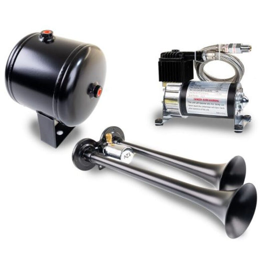 Kleinn Dual Black Horn Kit w/ 120 PSI Air Compressor / 0.5 gal Air Tank - Racecraft Industries