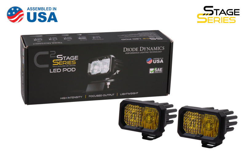 Diode Dynamics Stage Series 2 In LED Pod Sport - Yellow Combo Standard ABL (Pair) - Racecraft Industries