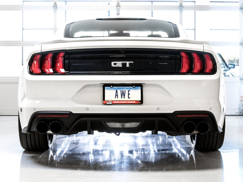 AWE Tuning 2018+ Ford Mustang GT (S550) Cat-back Exhaust - Touring Edition (Quad Diamond Black Tips) - Racecraft Industries