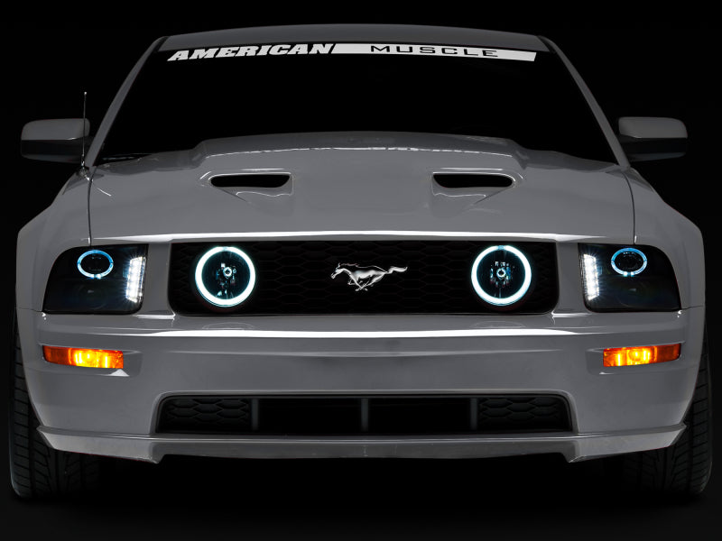 Raxiom 05-09 Ford Mustang w/ Halogen LED Halo Prjctr Headlights-Blk Hsng(Smoked Lens Exclude GT500) - Racecraft Industries
