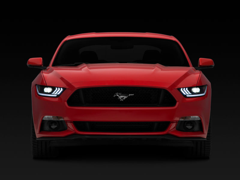 Raxiom 15-17 Ford Mustang Projector Headlights OEM HID Bulbs- Black Housing (Clear Lens) - Racecraft Industries