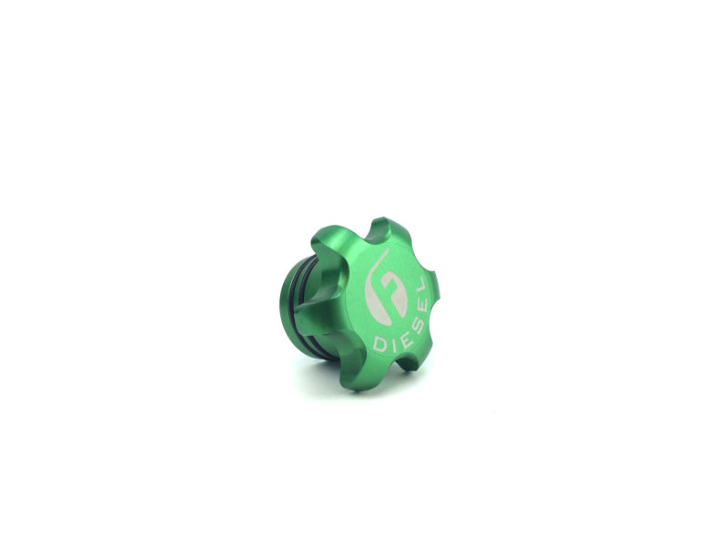 Fleece Performance 13-18 Dodge Cummins Green Anodized Billet Fuel Cap - Racecraft Industries