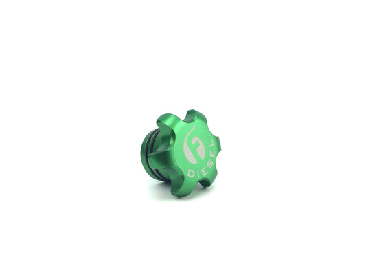Fleece Performance 13-18 Dodge Cummins Green Anodized Billet Fuel Cap - Racecraft Industries