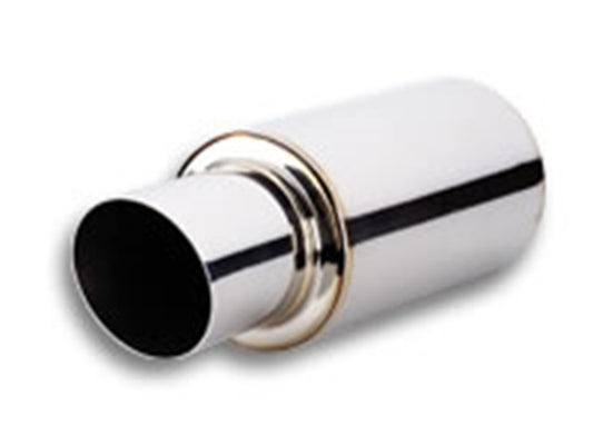 Vibrant TPV Turbo Round Muffler (17in Long) with 4in Round Tip Angle Cut - 3in inlet I.D. - Racecraft Industries