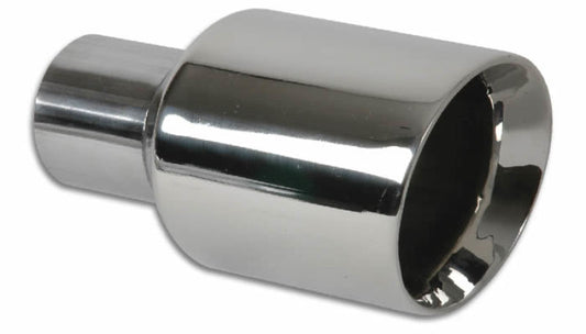 Vibrant 2.50in Inlet I.D. 3.50in Outlet O.D. Round Stainless Steel Tip (Double Wall Angle Cut) - Racecraft Industries
