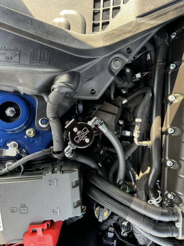 J&L 2024 Ford Mustang GT w/ Whipple Supercharger Oil Separator 3.0 PCV Side - Black Anodized - Racecraft Industries