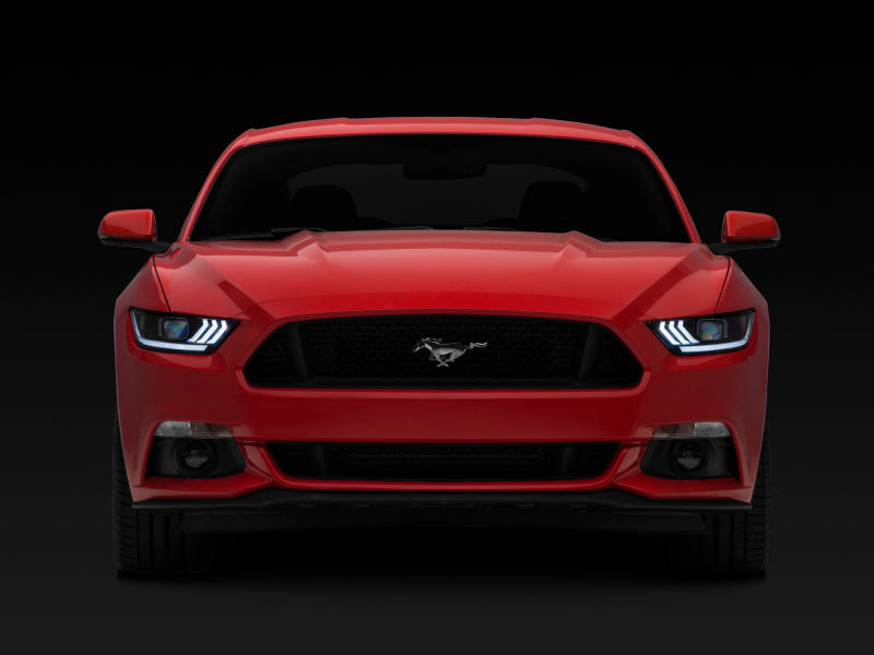 Raxiom 15-17 Ford Mustang Projector Headlights OEM HID Bulbs- Black Housing (Clear Lens) - Racecraft Industries