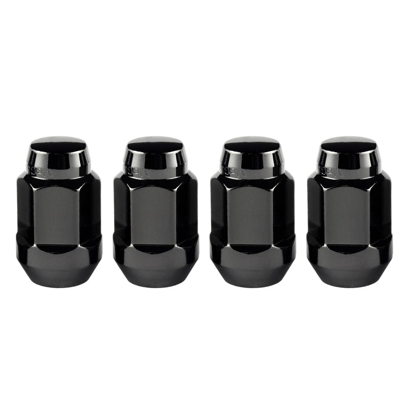 McGard Hex Lug Nut (Cone Seat Bulge Style) M14X1.5 / 22mm Hex / 1.635in. Length (4-Pack) - Black - Racecraft Industries