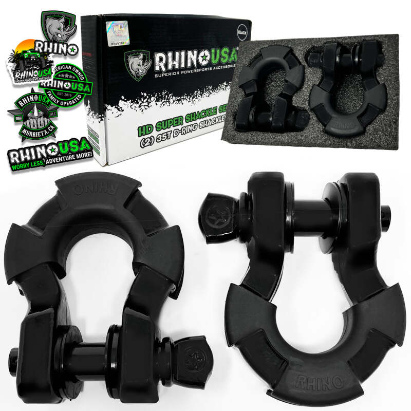 Rhino USA 8T Super Shackle 2-Pack (Matte Black) - Racecraft Industries