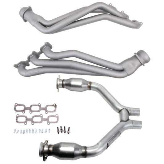 BBK 15-17 Ford Mustang V6 1-3/4 Long Tube Headers w/High Flow Catted H Pipe (Ti Ceramic) - Racecraft Industries