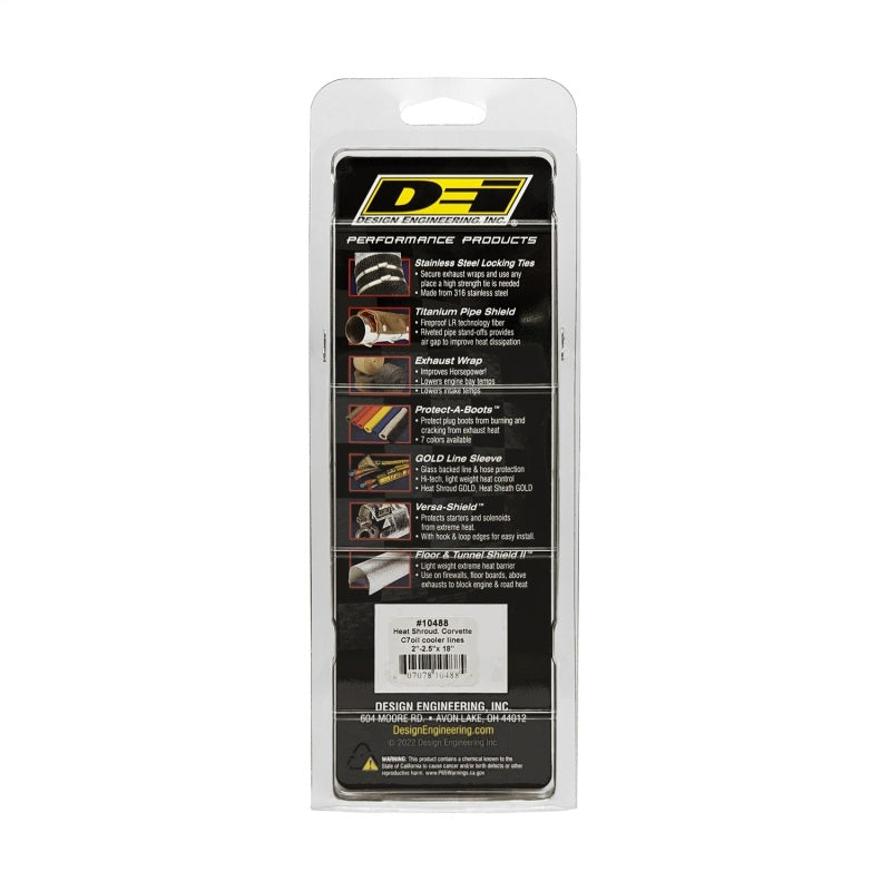 DEI Corvette C7 Oil Cooler Line Sleeves 2in - 2-1/2in x 18in Heat Shroud - Racecraft Industries