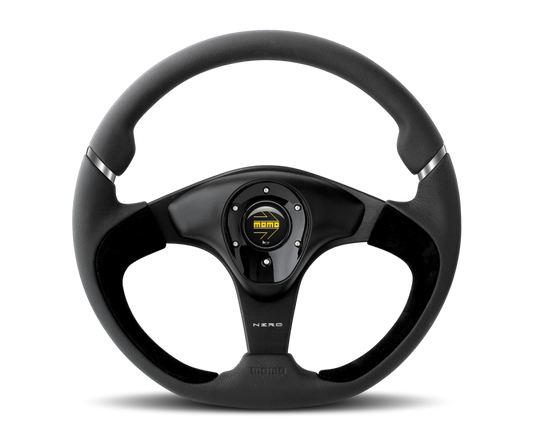 Momo Nero Steering Wheel 350 mm - Black Leather/Suede/Black Spokes - Racecraft Industries