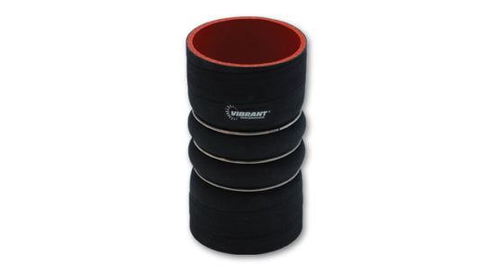 Vibrant 4 Ply Aramid Hump Hose w/3 SS Rings 2.5in ID x 6in Length - Black - Racecraft Industries