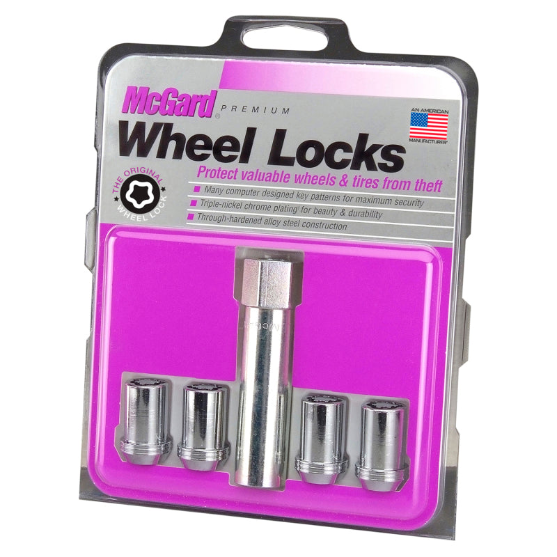 McGard Wheel Lock Nut Set - 4pk. (Tuner / Cone Seat) M12X1.5 / 13/16 Hex / 1.24in. Length - Chrome - Racecraft Industries