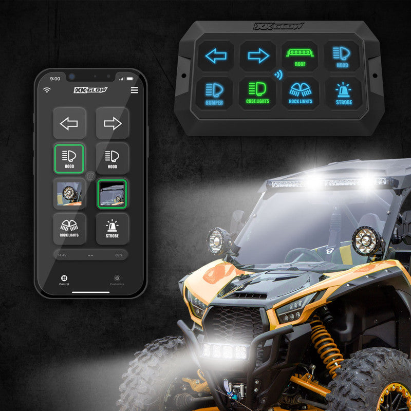 XK Glow XKcommand Bluetooth Switch Panel for Lights 12V Accessory Offroad - Racecraft Industries