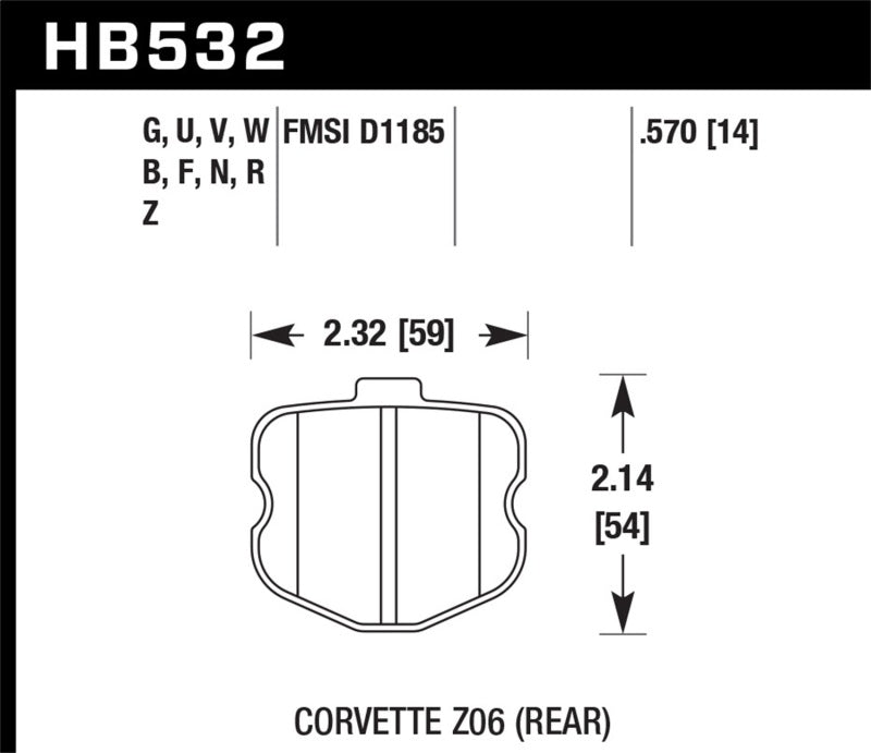 Hawk 06-10 Chevy Corvette (OEM Pad Design) Rear HPS Sreet Brake Pads - Racecraft Industries