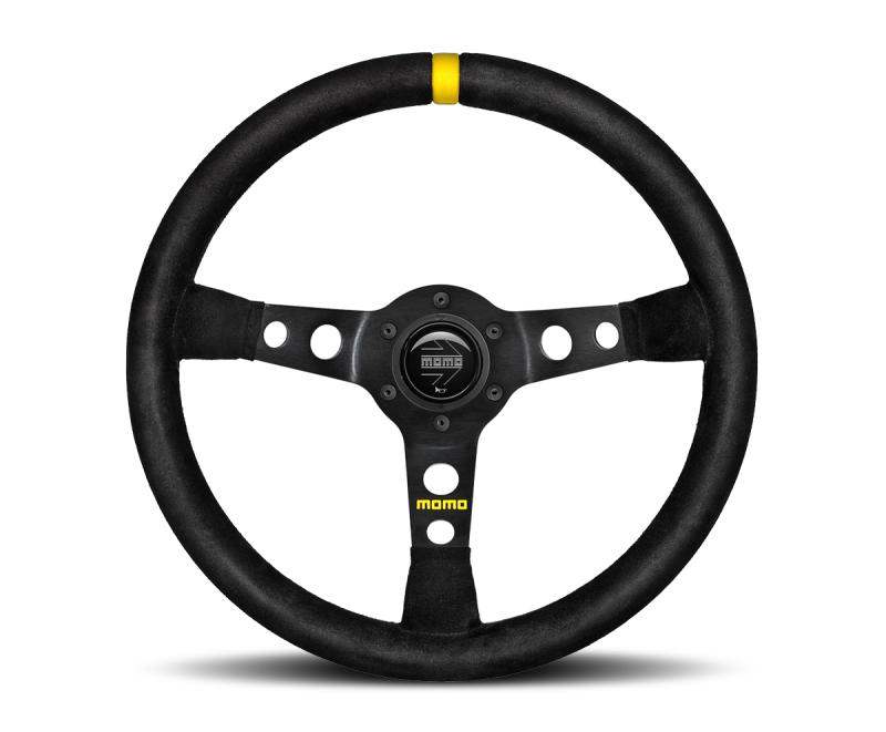 Momo MOD07 Steering Wheel 350 mm - Black Suede/Black Spokes/1 Stripe - Racecraft Industries