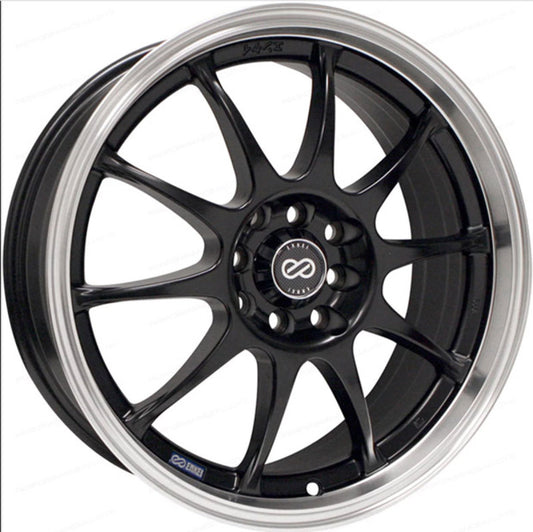 Enkei J10 15x6.5 5x100/114.3 38mm Offset 72.62mm Bore Dia Matte Black w/ Machined Lip Wheel - Racecraft Industries