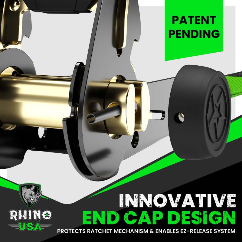 Rhino USA Medium Duty Ratchet Strap Tie-Down 4-Pack (Green) - Racecraft Industries