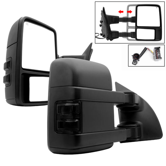 Xtune L&R G2 Ford Superduty 99-07 Heated Smoke Signal Telescoping Mirrors MIR-FDSD99S-G2-PW-SM-SET - Racecraft Industries
