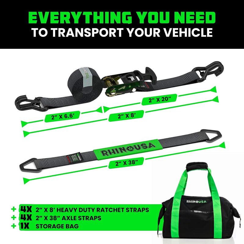 Rhino USA Heavy Duty Vehicle Tie Down Kit - Black - Racecraft Industries