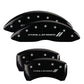 MGP 4 Caliper Covers Engraved Front & Rear With stripes/Challenger Black finish silver ch - Racecraft Industries