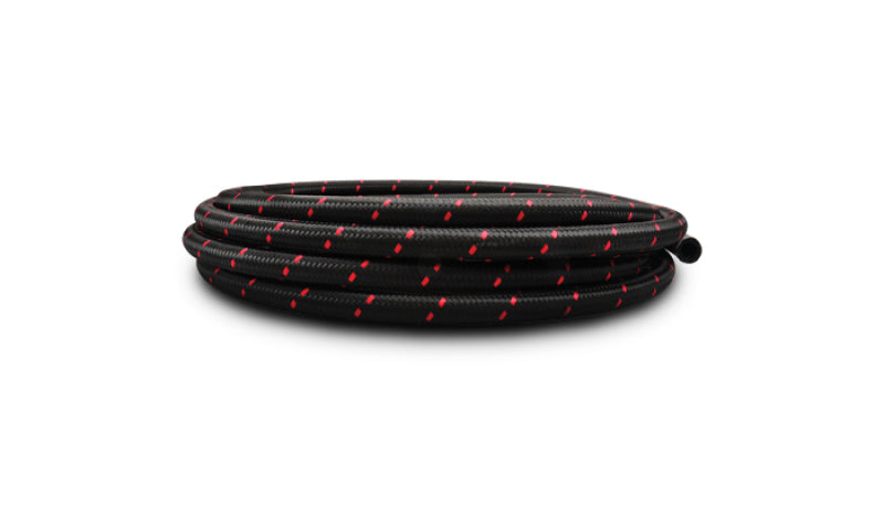 Vibrant -12 AN Two-Tone Black/Red Nylon Braided Flex Hose (5 foot roll) - Racecraft Industries