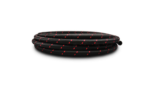 Vibrant -12 AN Two-Tone Black/Red Nylon Braided Flex Hose (5 foot roll) - Racecraft Industries