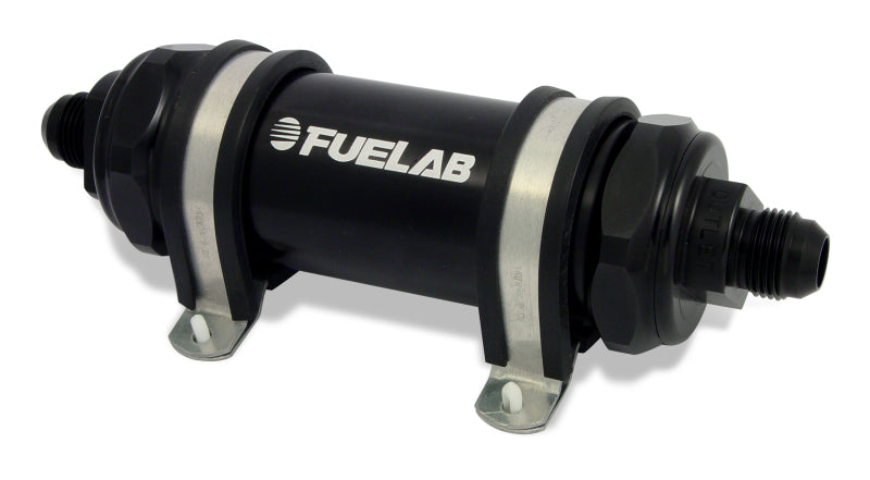Fuelab 828 In-Line Fuel Filter Long -6AN In/Out 6 Micron Fiberglass - Black - Racecraft Industries