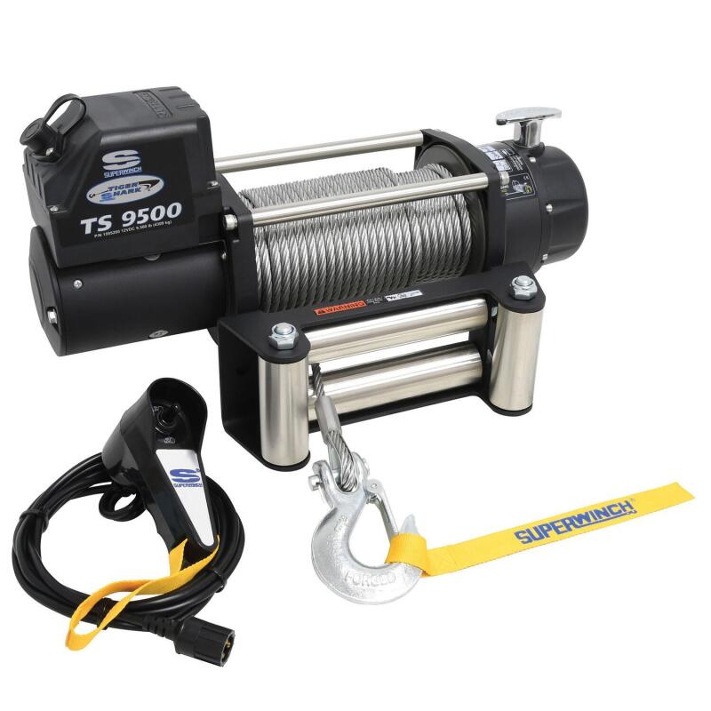 Superwinch 9500 LBS 12V DC 11/32in x 95ft Steel Rope Tiger Shark 9500 Winch - Racecraft Industries
