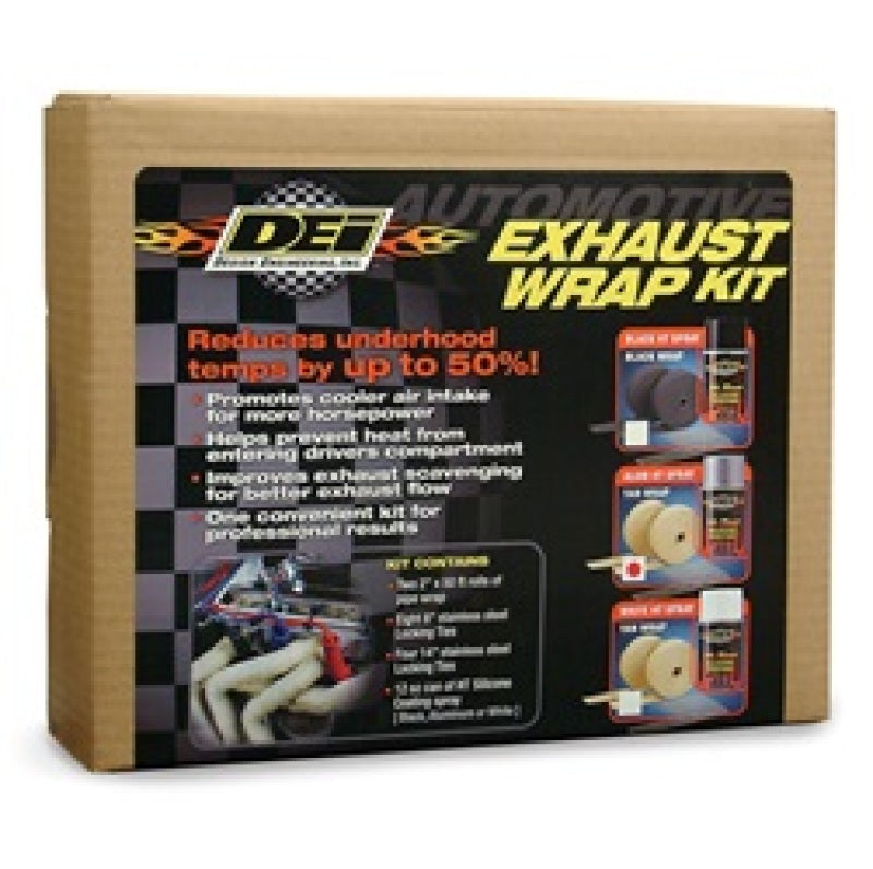 DEI Exhaust Wrap Kit - Tan Wrap & Aluminum HT Silicone Coating (Aerosol) - Racecraft Industries