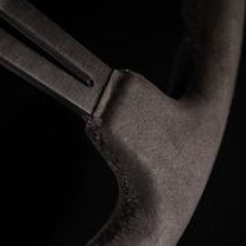 NRG Reinforced Steering Wheel (350mm / 3in. Deep) Black Leather w/ Alcantara Stitching - Racecraft Industries