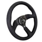 NRG Reinforced Steering Wheel (350mm / 2.5in. Deep)Blk Alcantara Comfort Grip w/4mm Matte Blk Spokes - Racecraft Industries