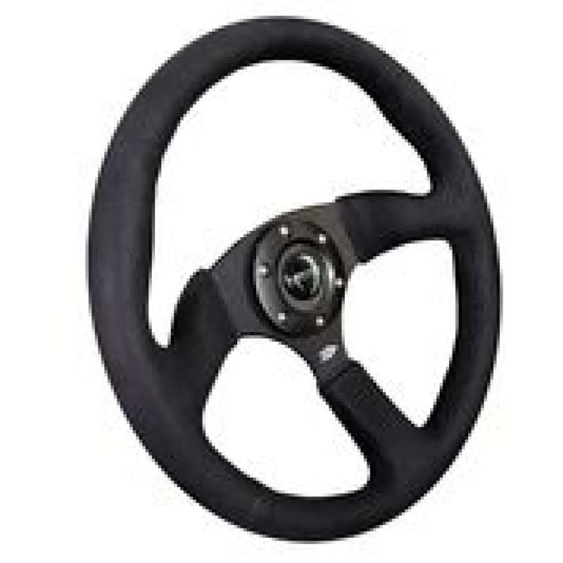 NRG Reinforced Steering Wheel (350mm / 2.5in. Deep)Blk Alcantara Comfort Grip w/4mm Matte Blk Spokes - Racecraft Industries