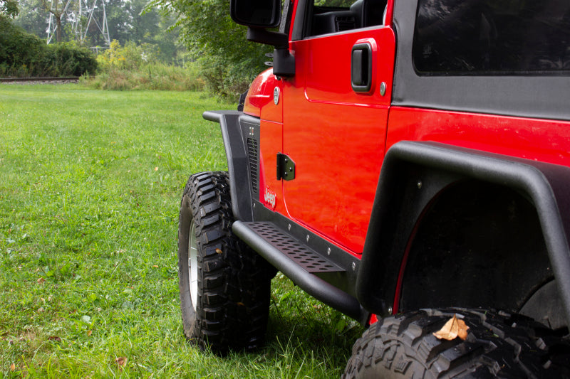 Fishbone Offroad 97-06 Jeep Wrangler TJ Steel Rock Slider - Black Textured Powdercoat - Racecraft Industries