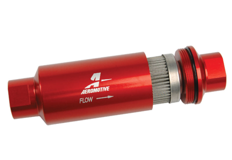 Aeromotive In-Line Filter - AN-10 size - 40 Micron SS Element - Red Anodize Finish - Racecraft Industries